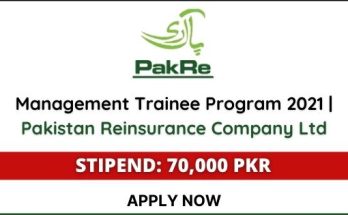 Management Trainee Program 2021 | Pakistan Reinsurance Company Ltd – Stipend 70000 Pkr